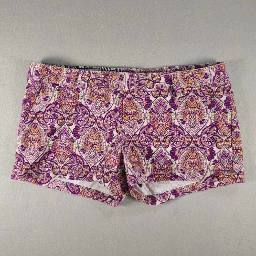 Volcom Frochickie‎ 2.5 Shorts Womens 7 Paisley Print Stretch Chino Purple